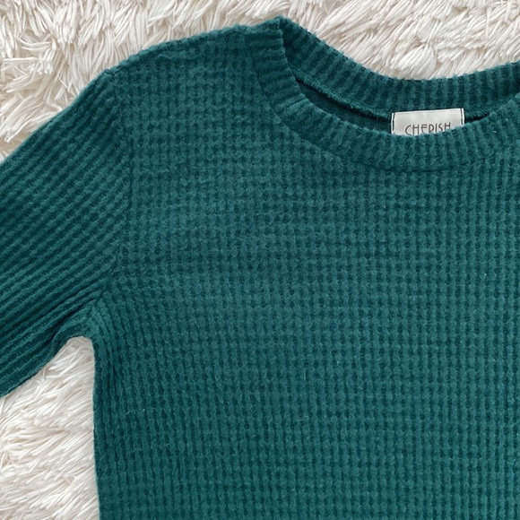 🎉HP🎉 Cherish Brushed Waffle LS Top 💗 Forest Green - Picture 9 of 12